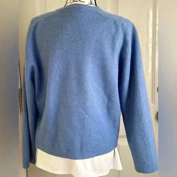 J. CREW Blue WOOL AND COTTON BLEN CROPPED V- NECK SWEATER SIZEXL - Picture 2 of 5